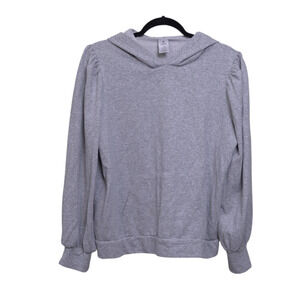 Members Mark Womens Hoodie L Light Heather Gray Puff Sleeve Kangaroo Pocket